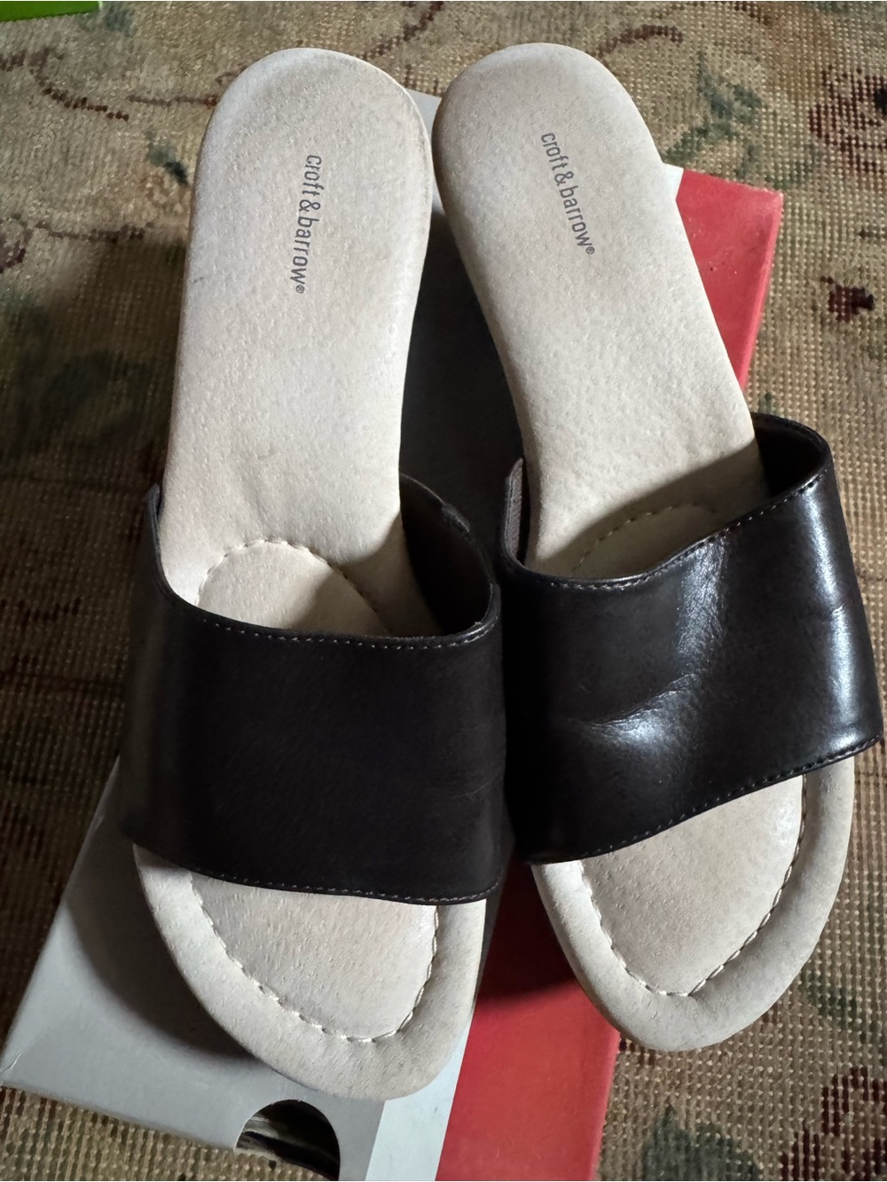croft & barrow Brown Wide-Band Slide Sandals